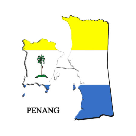 Penang map vector illustration. Malaysian city. State in Malaysiaのイラスト素材