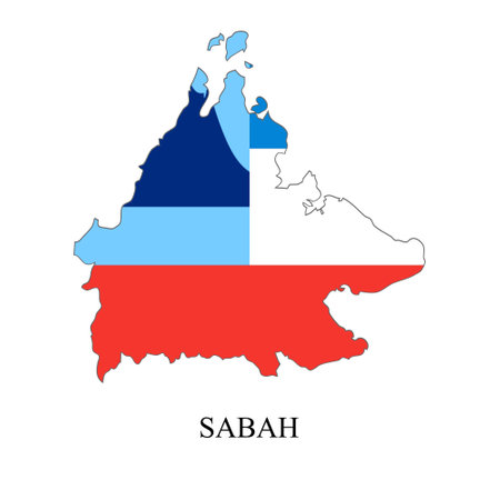 Sabah map vector illustration. Malaysian city. State in Malaysia. Borneoのイラスト素材