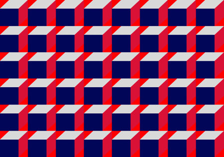 Red and blue square cube geometric background vector illustration. Abstract vector background for use in design. Geometry pattern.のイラスト素材
