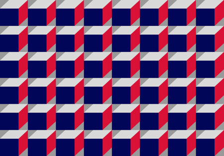 Red and blue square cube geometric background vector illustration. Abstract vector background for use in design. Geometry pattern.のイラスト素材