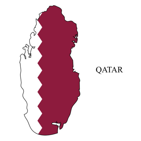 Qatar map vector illustration. Global economy. Famous country. Middle East. West Asia.のイラスト素材