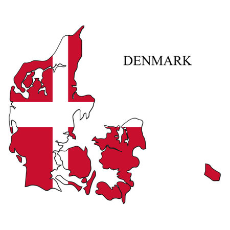 Denmark map vector illustration. Global economy. Famous country. Northern Europe. Europe. Scandinavian region.のイラスト素材