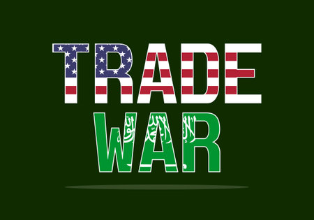 Trade War. United States Of America and Saudi Arabia. Global Superpower. Economy. Vector Illustration Graphic Design.のイラスト素材