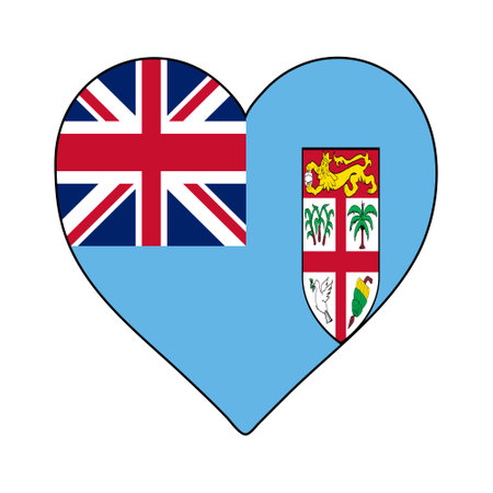 Fiji Heart Shape Flag. Love Fiji. Visit Fiji. Vector Illustration Graphic Design.のイラスト素材