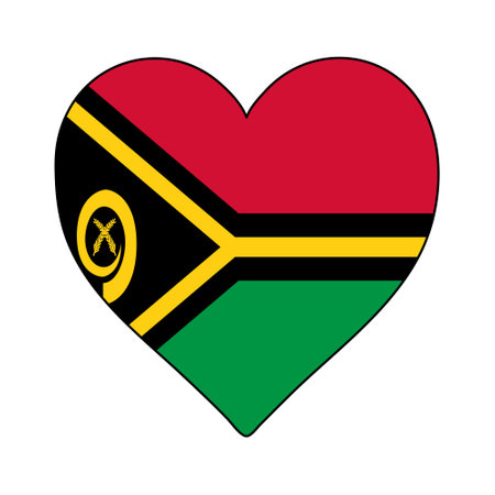 Vanuatu Heart Shape Flag. Love . Visit Vanuatu . Vanuatu Vector Illustration Graphic Design.のイラスト素材