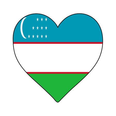 Uzbekistan Heart Shape Flag. Love Uzbekistan. Visit Uzbekistan. Central Asia. Asia. Vector Illustration Graphic Design.のイラスト素材