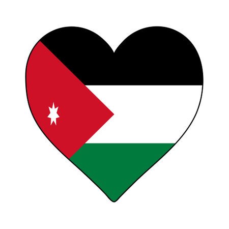 Jordan Heart Shape Flag. Love Jordan. Visit Jordan. Middle East. Western Asia. Asia. Vector Illustration Graphic Design.のイラスト素材