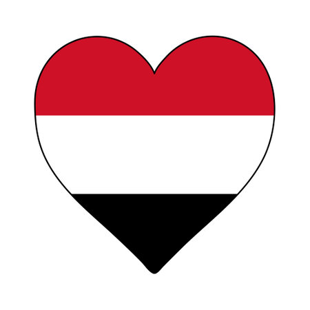 Yemen Heart Shape Flag. Love Yemen. Visit Yemen. Middle East. Western Asia. Asia. Vector Illustration Graphic Design.のイラスト素材