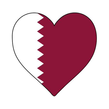 Qatar Heart Shape Flag. Love Qatar. Visit Qatar. Middle East. Western Asia. Asia. Vector Illustration Graphic Design.のイラスト素材