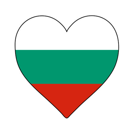 Bulgaria Heart Shape Flag. Love Bulgaria. Visit Bulgaria. Eastern Europe. Europe. European Union. Vector Illustration Graphic Design.のイラスト素材