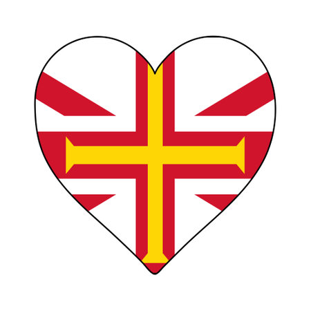 Channel islands Heart Shape Flag. Love Channel islands. Visit Channel islands. Northern Europe. Europe. European Union. Vector Illustration Graphic Design.のイラスト素材