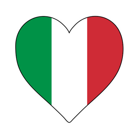 Italy Heart Shape Flag. Love Italy. Visit Italy. Southern Europe. Europe. European Union. Vector Illustration Graphic Design.のイラスト素材