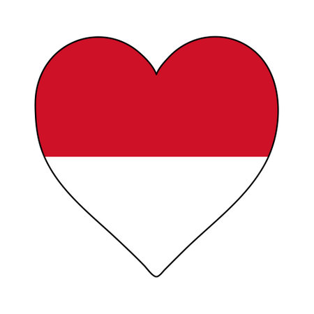 Monaco Heart Shape Flag. Love Monaco. Visit Monaco. Western Europe. Europe. European Union. Vector Illustration Graphic Design.のイラスト素材
