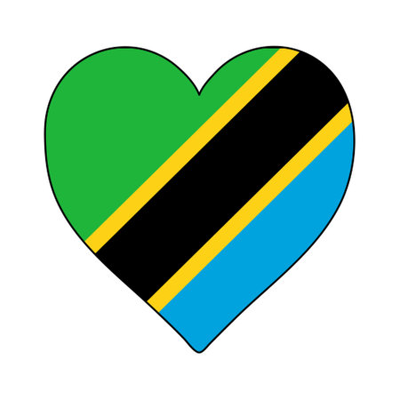Tanzania Heart Shape Flag. Love Tanzania. Visit Tanzania. Northern Africa. Africa. African Union. Vector Illustration Graphic Design.のイラスト素材
