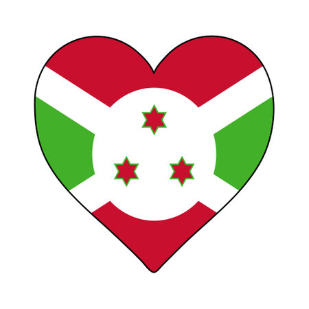Burundi Heart Shape Flag. Love Burundi. Visit Burundi. Northern Africa. Africa. African Union. Vector Illustration Graphic Design.のイラスト素材
