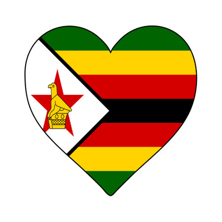 Zimbabwe Heart Shape Flag. Love Zimbabwe. Visit Zimbabwe. Northern Africa. Africa. African Union. Vector Illustration Graphic Design.のイラスト素材