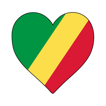 Congo Heart Shape Flag. Love Congo. Visit Congo. Middle Africa. African Union. Vector Illustration Graphic Design.のイラスト素材
