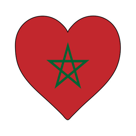 Morocco Heart Shape Flag. Love Morocco. Visit Morocco. Northern Africa. African Union. Vector Illustration Graphic Design.のイラスト素材