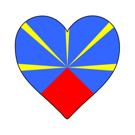 RÃ©union Heart Shape Flag. Love RÃ©union. Visit RÃ©union. Eastern Africa. African Union. Vector Illustration Graphic Design.のイラスト素材
