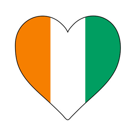 Ivory Coast Heart Shape Flag. Love Ivory Coast. Visit Ivory Coast. Southern Africa. African Union. Vector Illustration Graphic Design.のイラスト素材