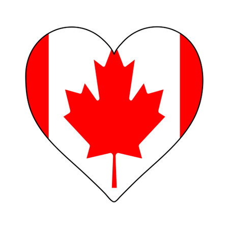 Canada Heart Shape Flag. Love Canada. Visit Canada. Northern America. America. Vector Illustration Graphic Design.のイラスト素材