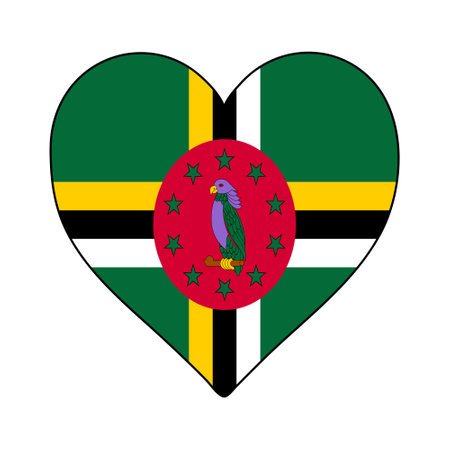 Dominica Heart Shape Flag. Love Dominica. Visit Dominica. Caribbean. Latin America. Vector Illustration Graphic Design.のイラスト素材