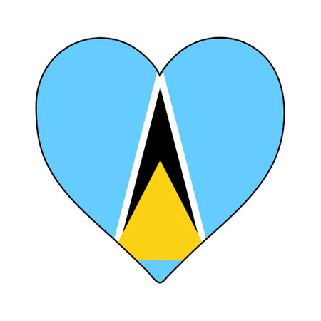 St Lucia Heart Shape Flag. Love St Lucia. Visit St Lucia. Caribbean. Latin America. Vector Illustration Graphic Design.のイラスト素材