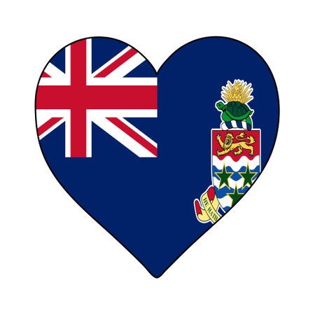 Cayman Islands Heart Shape Flag. Love Cayman Islands. Visit Cayman Islands. Caribbean. Latin America. Vector Illustration Graphic Design.のイラスト素材