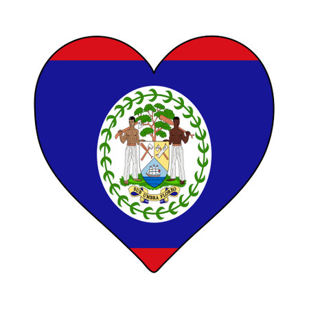 Belize Heart Shape Flag. Love Belize. Visit Belize. Central America. Latin America. Vector Illustration Graphic Design.のイラスト素材