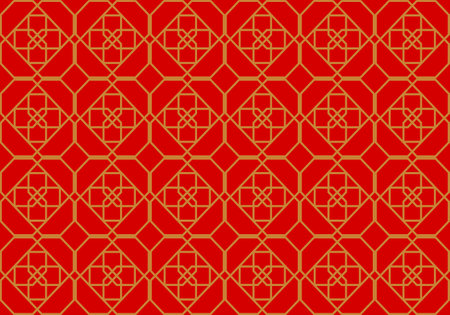 Red Mosaic Tiles Design Art for Backgrounds. Seamless Pattern. Mosaic. Geometry. Vector Illustration Graphic Design.のイラスト素材