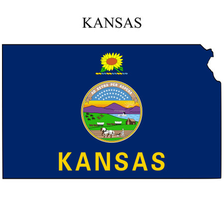 Kansas map vector illustration. Global economy. State in America. North America. United States. America. U.S.Aのイラスト素材