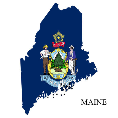 Maine map vector illustration. Global economy. State in America. North America. United States. America. U.S.Aのイラスト素材