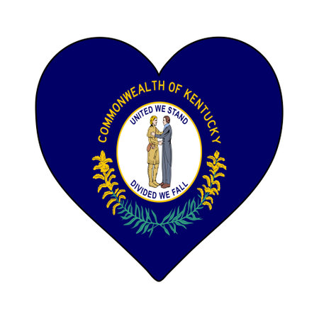 Kentucky Heart Shape Flag. Love Kentucky. Visit Kentucky. Northern America. America. Vector Illustration Graphic Design.のイラスト素材
