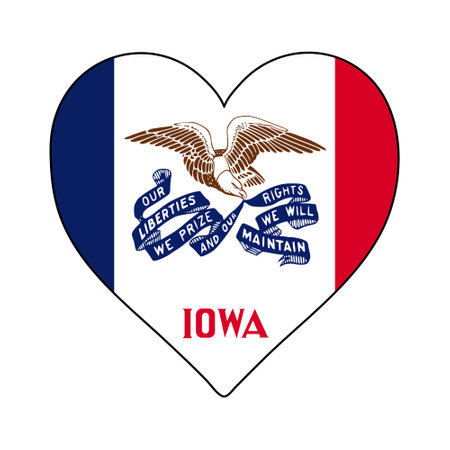 Iowa Heart Shape Flag. Love Iowa. Visit Iowa. Northern America. America. Vector Illustration Graphic Design.のイラスト素材