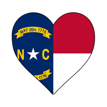 North Carolina Heart Shape Flag. Love North Carolina. Visit North Carolina. Northern America. America. Vector Illustration Graphic Design.のイラスト素材