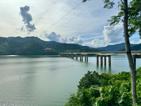 Landscape View of Road Bridge Overpass Tasik Banding at Royal Belum State Park in Gerik, Perak, Malaysia. Travel Malaysiaの写真素材