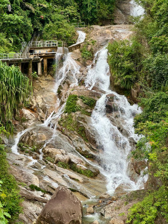 Amazing Lata Puteh Waterfall Scenery in Lenggong, Perak, Malaysia. Malaysia Tourismの写真素材