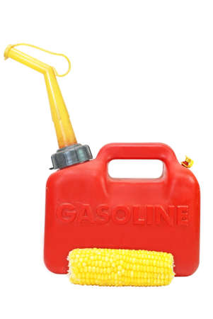 Gasoline can and corn to show energy concept.  の写真素材