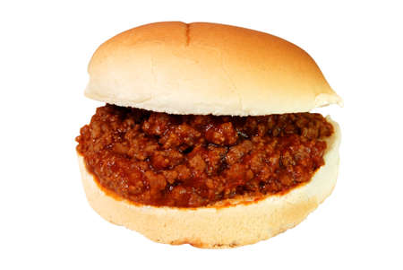 Sloppy joe burger isolated on white background with clipping path.の写真素材