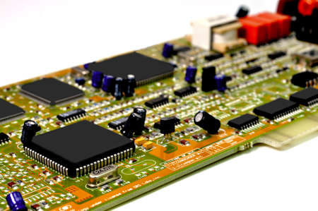 Circuit board isolated on white background.