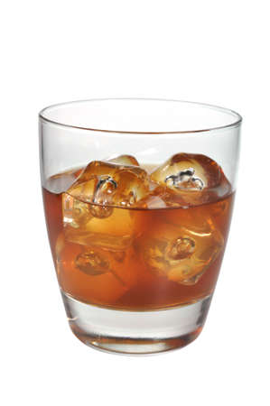 Scotch on the rocks isolated on white background with path.の写真素材