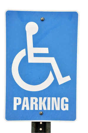 Handicapped parking sign isolated on white backgroundの写真素材
