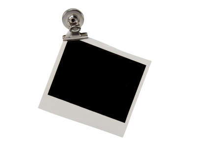 Blank photo on clip isolated on white background with clipping path.の写真素材