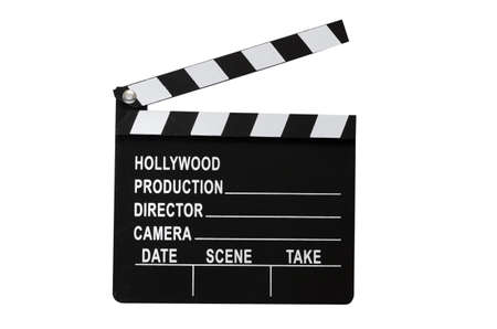 Movie clapboard isolated on white background with clipping path.の写真素材