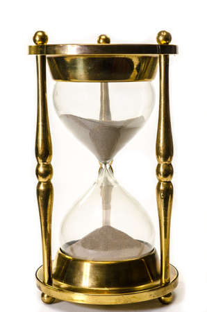 Gold hourglass isolated on white background 
