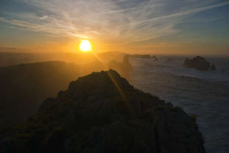 sunset in cantabriaの写真素材