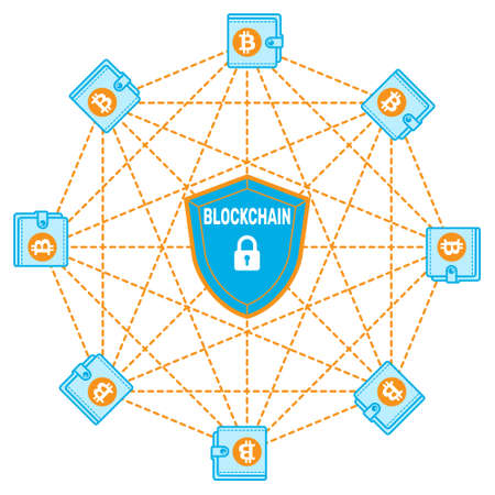 Vector design of Bitcoin network and how secure is the Blockchain algorithmのイラスト素材
