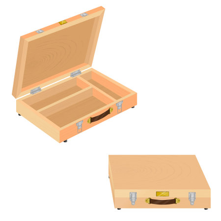 Vector design of wooden box for storing things.のイラスト素材