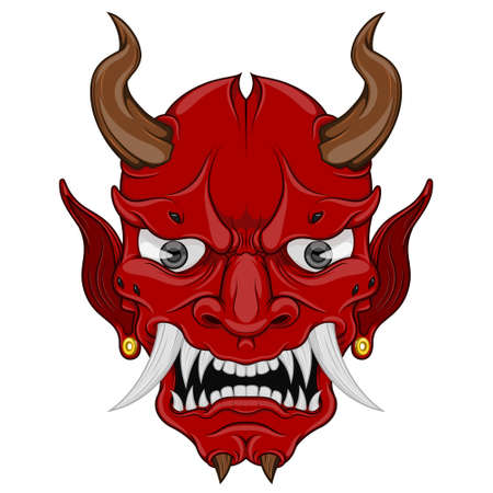 Hannya mask vector design, Japanese Demon Oniのイラスト素材