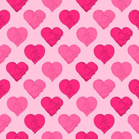heart shaped two sleeping cats pattern vector designのイラスト素材